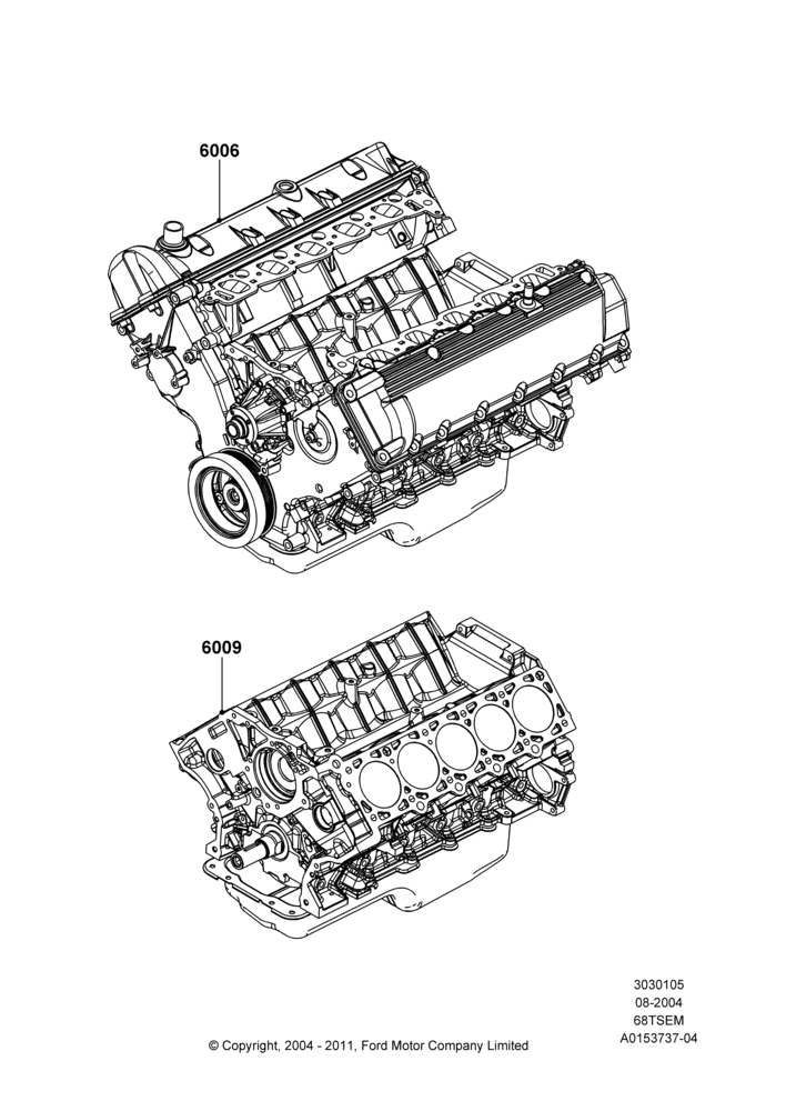 05A - Service Engine and Short Block, 6.8L SOHC EFI NA V10 Gas; 02/AUG/2004