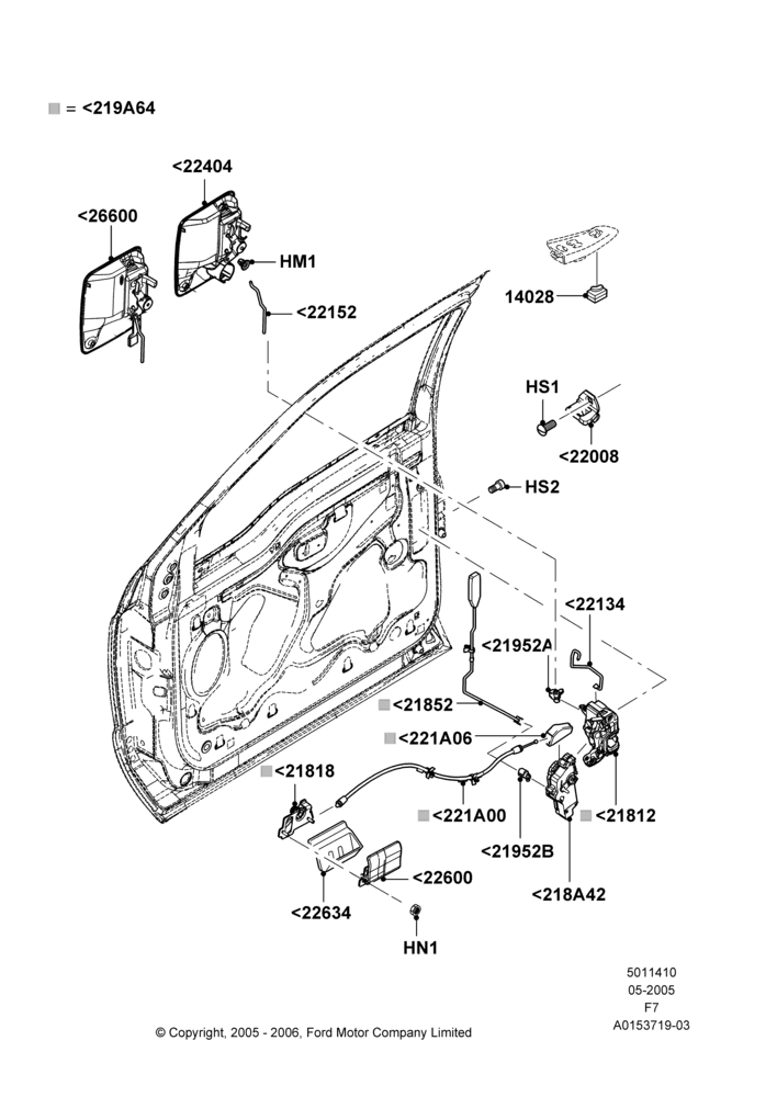 10E - Front Door Lock Controls, Less Door Entry Remote Control Unit, Super Cab; 16/MAY/2005-12/FEB/2010
