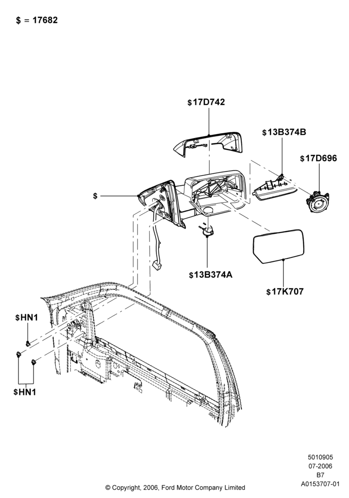 05D - Exterior Rear View Mirror, Driver Power Memory Heat Mirror, Pass Power Heated Memory Mirror; 02/AUG/2006-11/AUG/2014