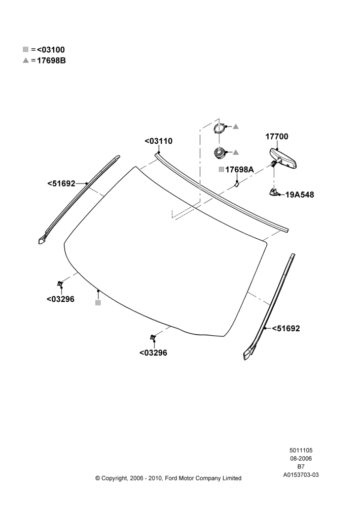 05C - Windshield/Inside Rear View Mirror, With Electrochromic R/View Mirror; 02/AUG/2006-11/AUG/2014