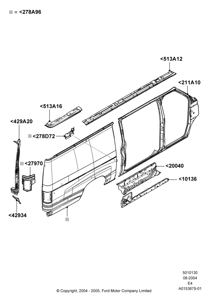 30B - Side Panels - Outer, Extended Van, Extended Wagon; 02/AUG/2004-06/AUG/2007