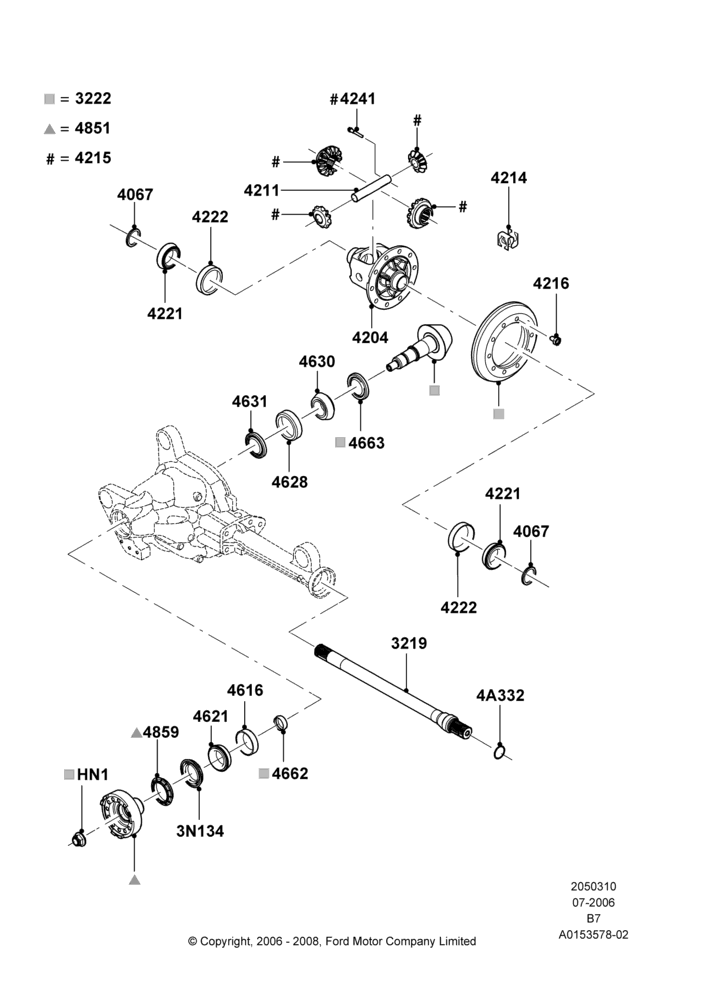 10B - Components - Front Axle Diff & Carr; 02/AUG/2006-11/JUN/2007