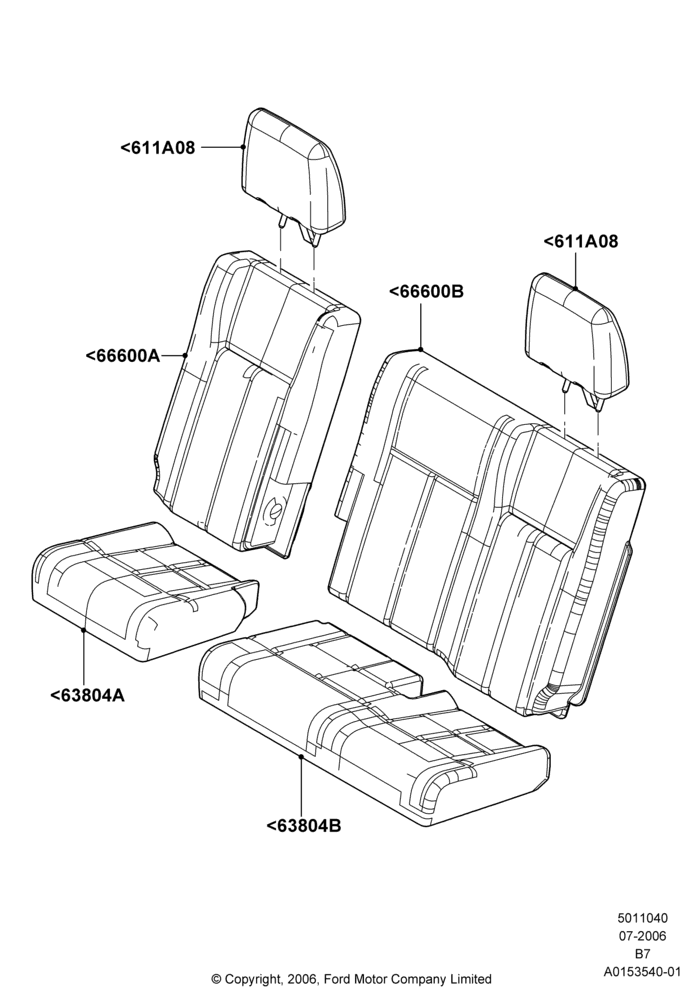 40G - Rear Seat Covers, All Third Row Seating; 02/AUG/2006-11/AUG/2014