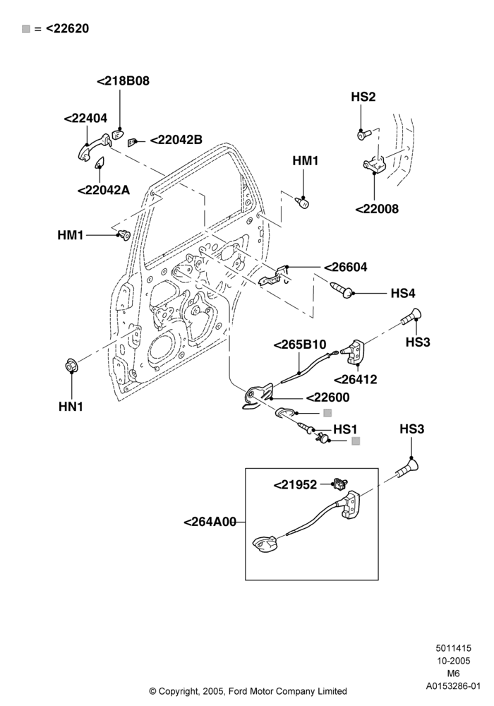 15B - Rear Door Lock Controls, Lincoln/Mercury Series; 03/OCT/2005-01/MAY/2006