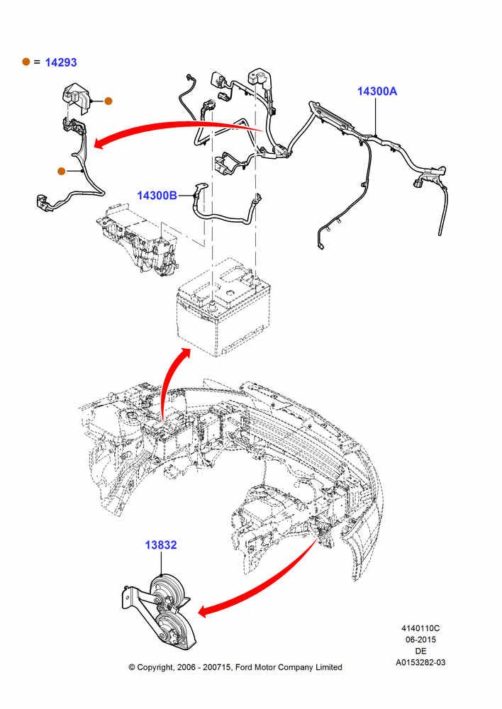 10C - Battery Cables and Horn, 3.5L 4V DOHC VCT SMPI V6 Gas; 30/AUG/2006-29/JUL/2012