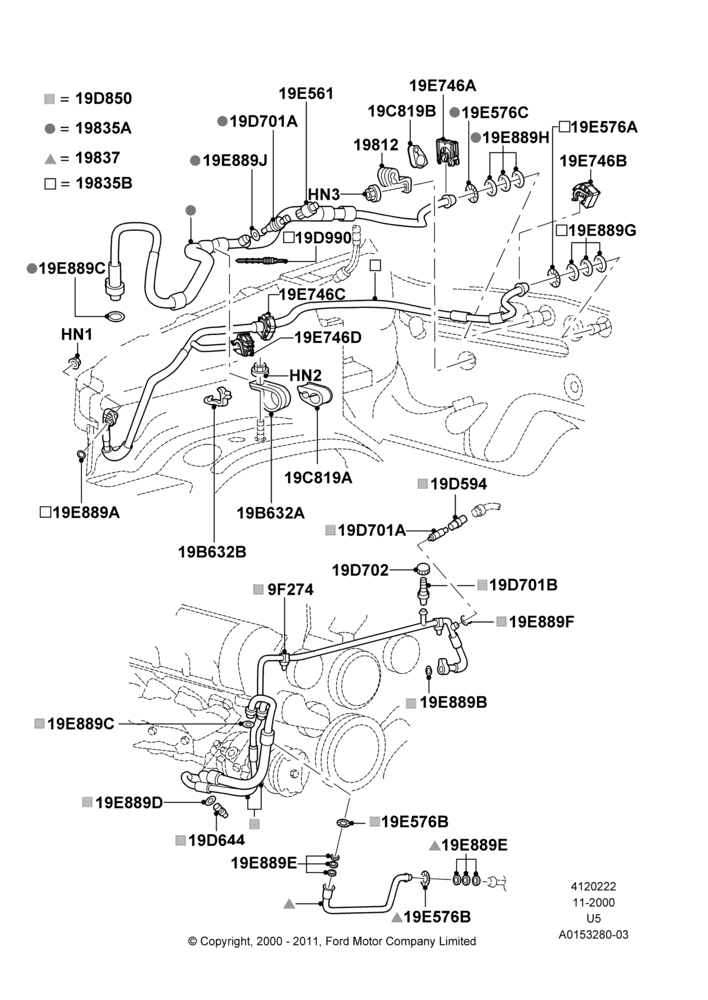 22D - Air Conditioning System, (-)"GCC"Gulf Cooperative Countries, All 8 Cylinder Gas Engines, LHD, With Aux Overhead Heater And A/C; 13/NOV/2000-19/JUL/2005