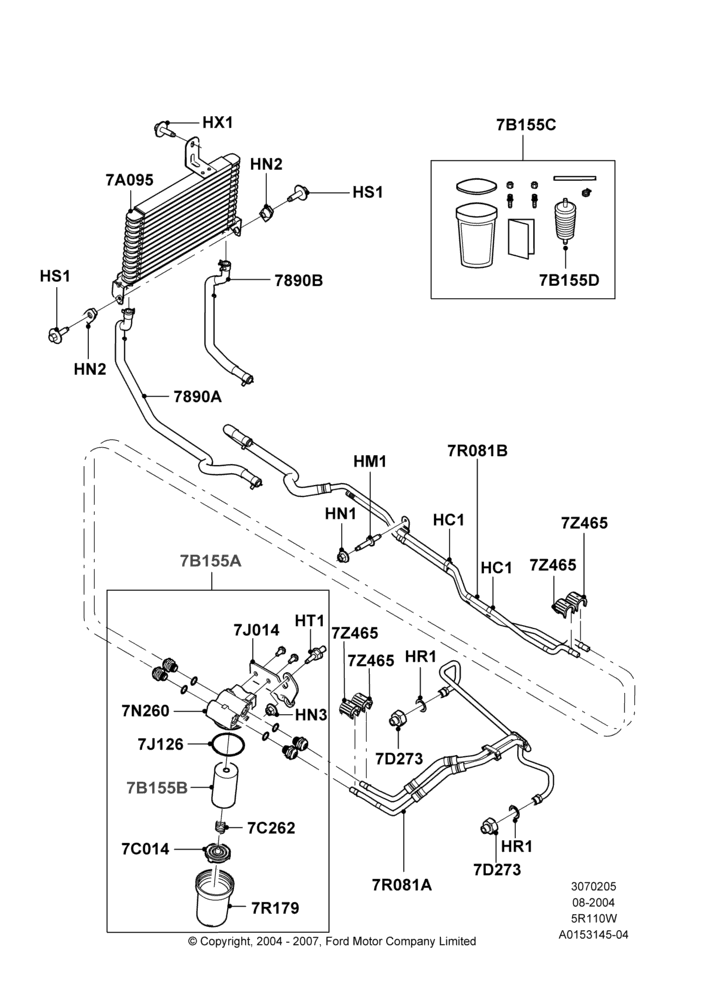 Transmission Cooling Systems, 5 Speed Auto 5R110W - HI/Torque, 5R110W 5 Speed Auto Trans NAAO, With Diesel Engines