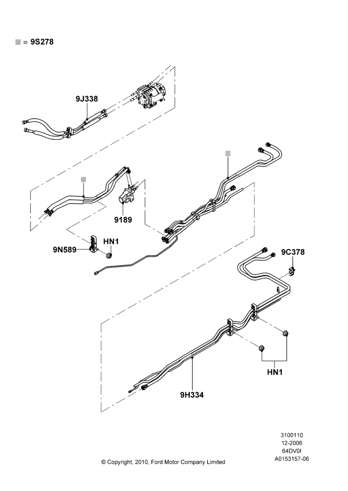 10A - Fuel Lines, 6.4L Diesel V8 Twin Turbo, With Aft-Of-Axle/Mid-Ship Fuel Tank, Body; 18/DEC/2006-12/FEB/2010