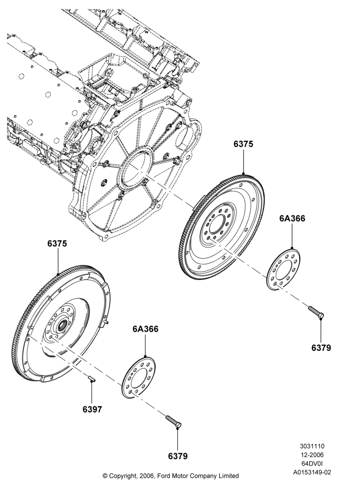 10 - Flywheel, 6.4L Diesel V8 Twin Turbo; 18/DEC/2006-12/FEB/2010