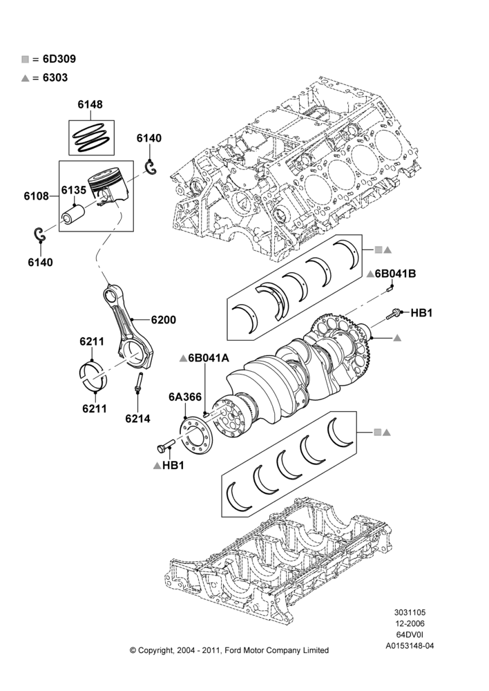 05 - Crankshaft/Pistons and Bearings, 6.4L Diesel V8 Twin Turbo; 18/DEC/2006-12/FEB/2010