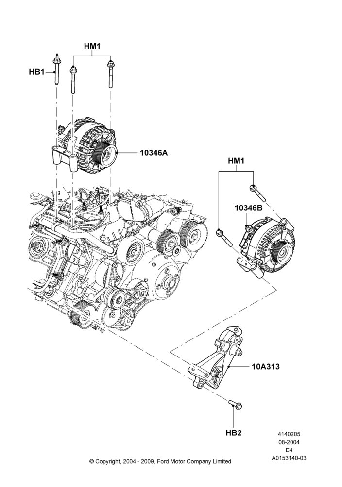 05C - Alternator and Mountings, 6.0L OHV Diesel V8 DI, Dual Heavy Duty Alternators; 02/AUG/2004-27/AUG/2012