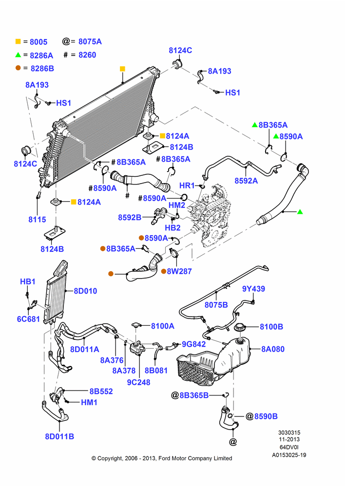 15 - Radiator/Coolant Overflow Container, 6.4L Diesel V8 Twin Turbo; 18/DEC/2006-12/FEB/2010
