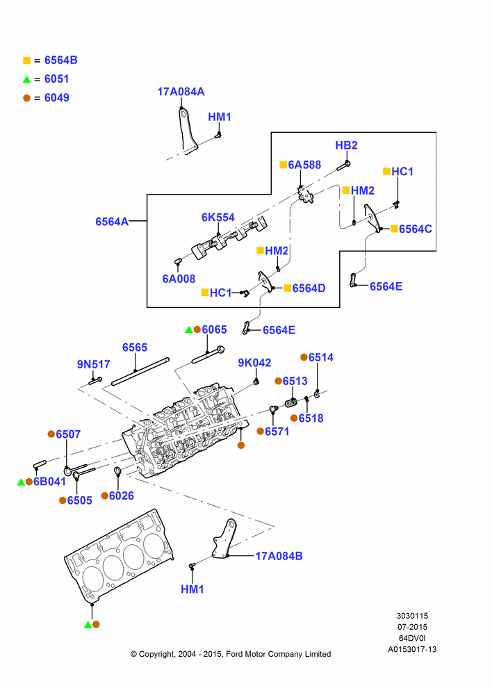 15 - Cylinder Head, 6.4L Diesel V8 Twin Turbo; 18/DEC/2006-12/FEB/2010