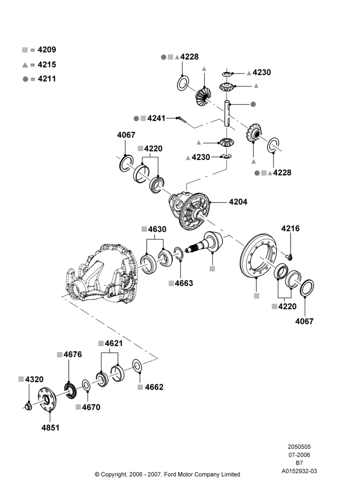 05E - Components - Rear Axle Diff & Carr., Rear Axle Less Limited Slip Diff; 02/AUG/2006-11/JUN/2007