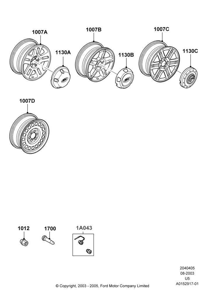 05E - Wheels, With 16" Wheels; 04/AUG/2003-02/AUG/2004