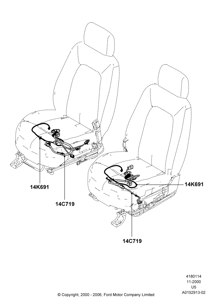 14A - Wiring - Seats; 13/NOV/2000-19/JUL/2005