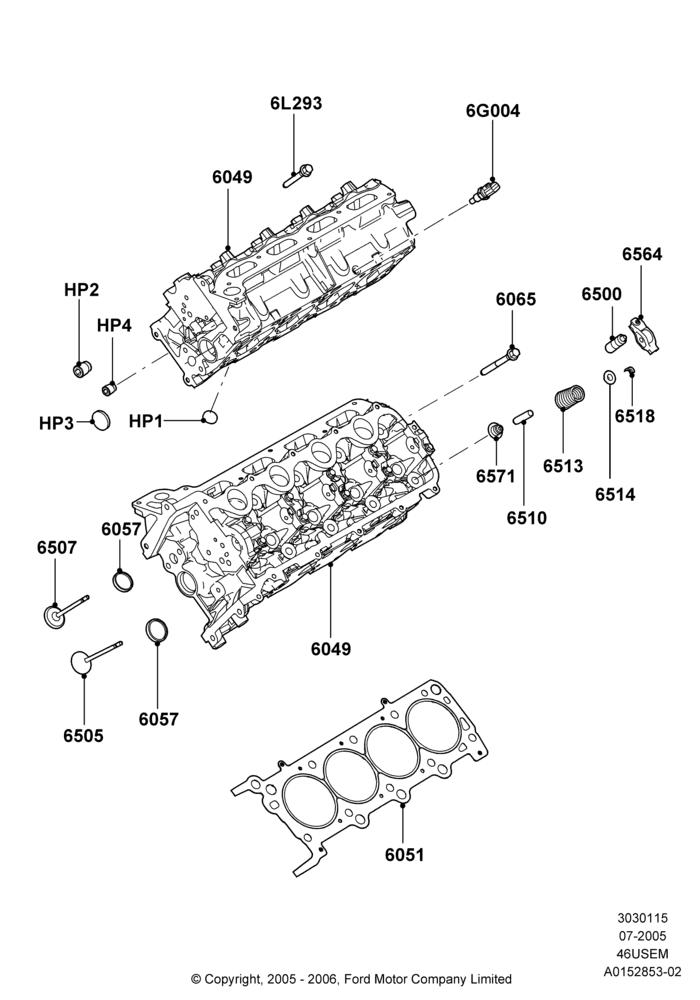 15A - Cylinder Head, 4.6L 3V V8; 19/JUL/2005-16/DEC/2010