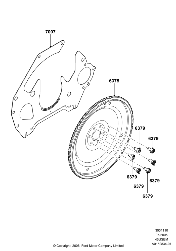 10A - Flywheel, 4.6L 3V V8; 19/JUL/2005-16/DEC/2010