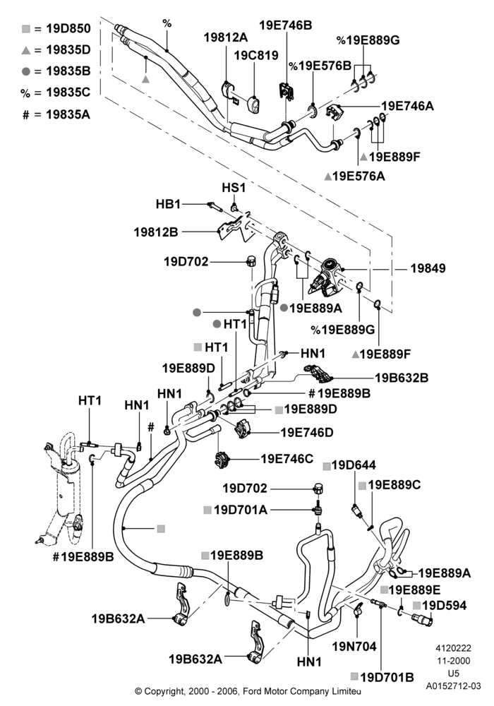 22F - Air Conditioning System, (-)"GCC"Gulf Cooperative Countries, All 6 Cylinder Gas Engines, RHD, With Aux Overhead Heater And A/C; 13/NOV/2000-19/JUL/2005