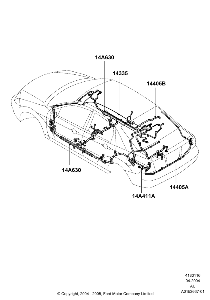 16E - Wiring - Body And Roof Console, 4 Door Sedan; 05/APR/2004-18/JUL/2005