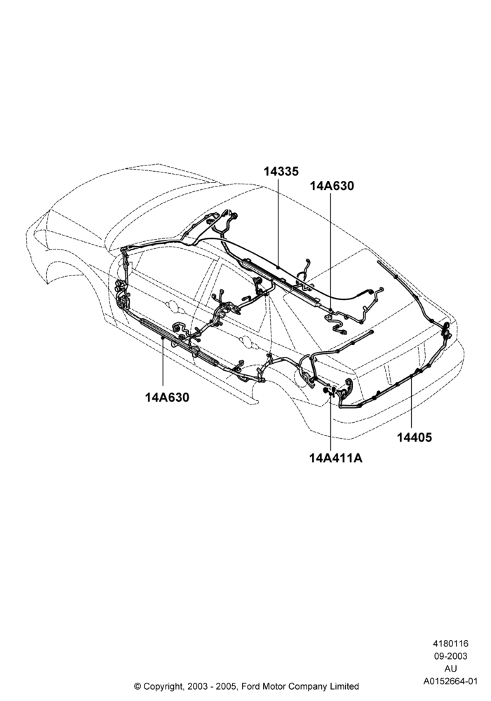 16B - Wiring - Body And Roof Console, 4 Door Sedan; 04/SEP/2003-05/APR/2004