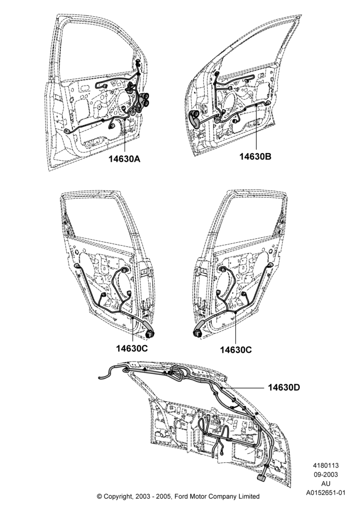 13D - Wiring - Body Closures, 5 Door Sedan; 04/SEP/2003-05/APR/2004