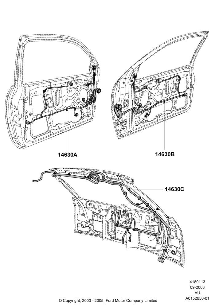13C - Wiring - Body Closures, 3 Door; 04/SEP/2003-05/APR/2004
