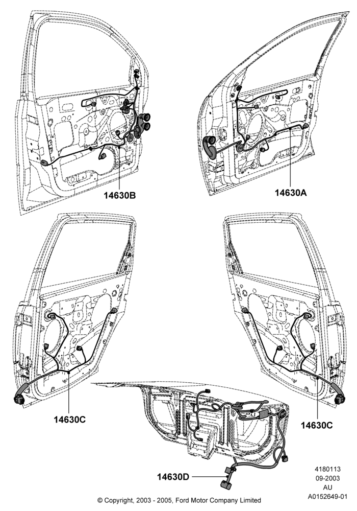 13B - Wiring - Body Closures, 4 Door Sedan; 04/SEP/2003-05/APR/2004