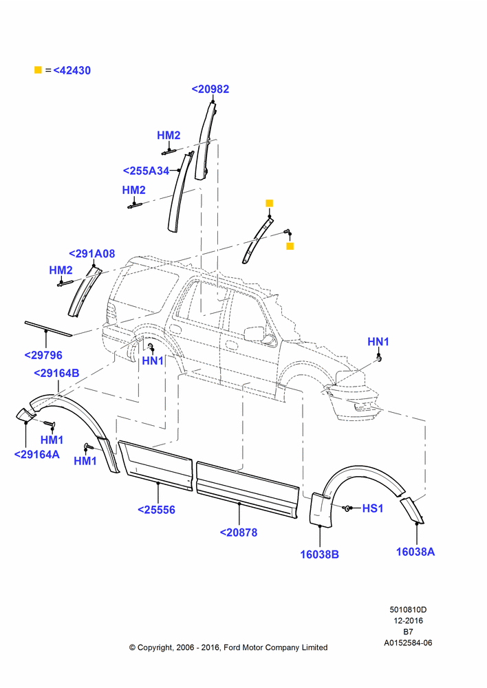10D - Body Mouldings, With Wheel Lip Moulding; 02/AUG/2006-11/AUG/2014