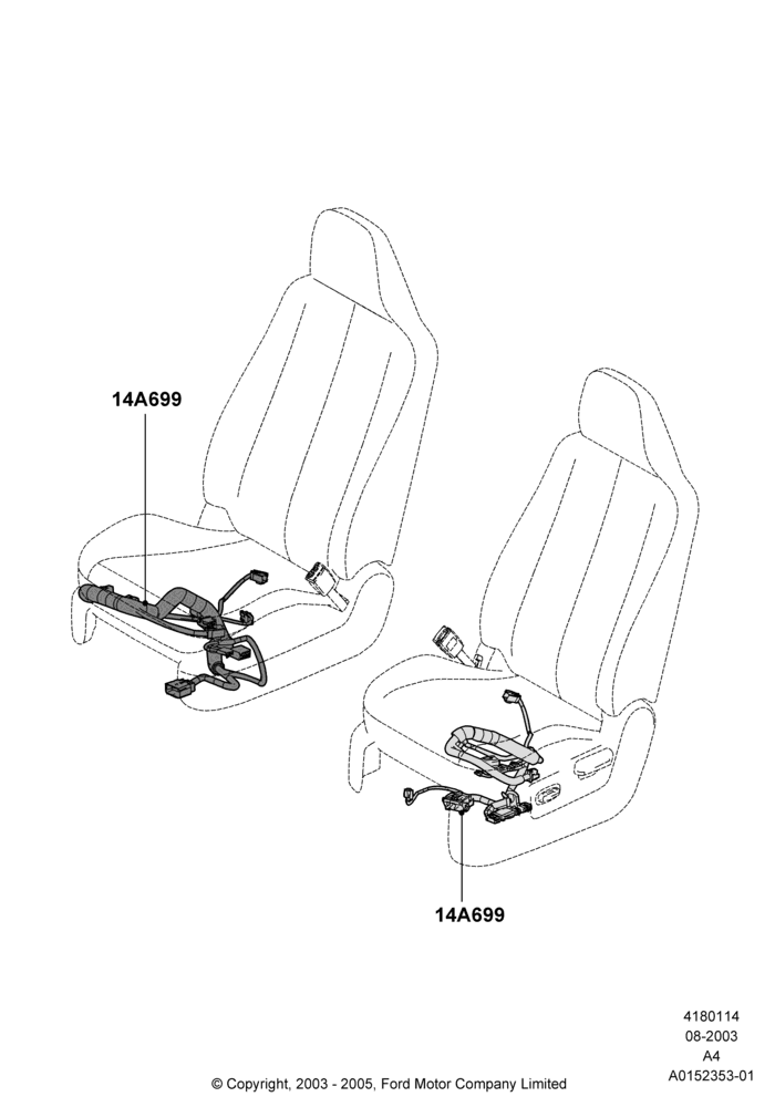 14B - Wiring - Seats, Lincoln/Mercury Series; 25/AUG/2003-02/JAN/2007