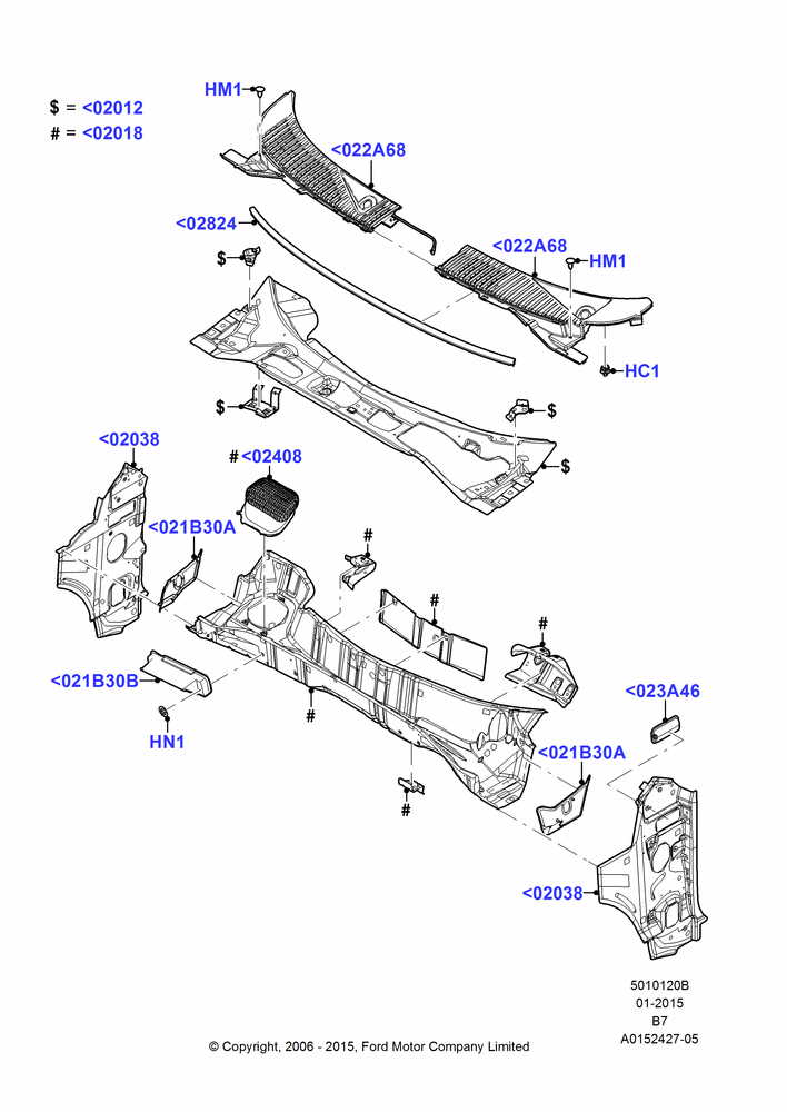 20B - Cowl/Panel and Related Parts; 02/AUG/2006-30/JUN/2017