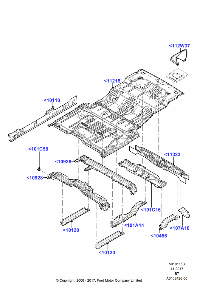 15B - Floor Pan - Center and Rear, Regular Wagon; 02/AUG/2006-30/JUN/2017
