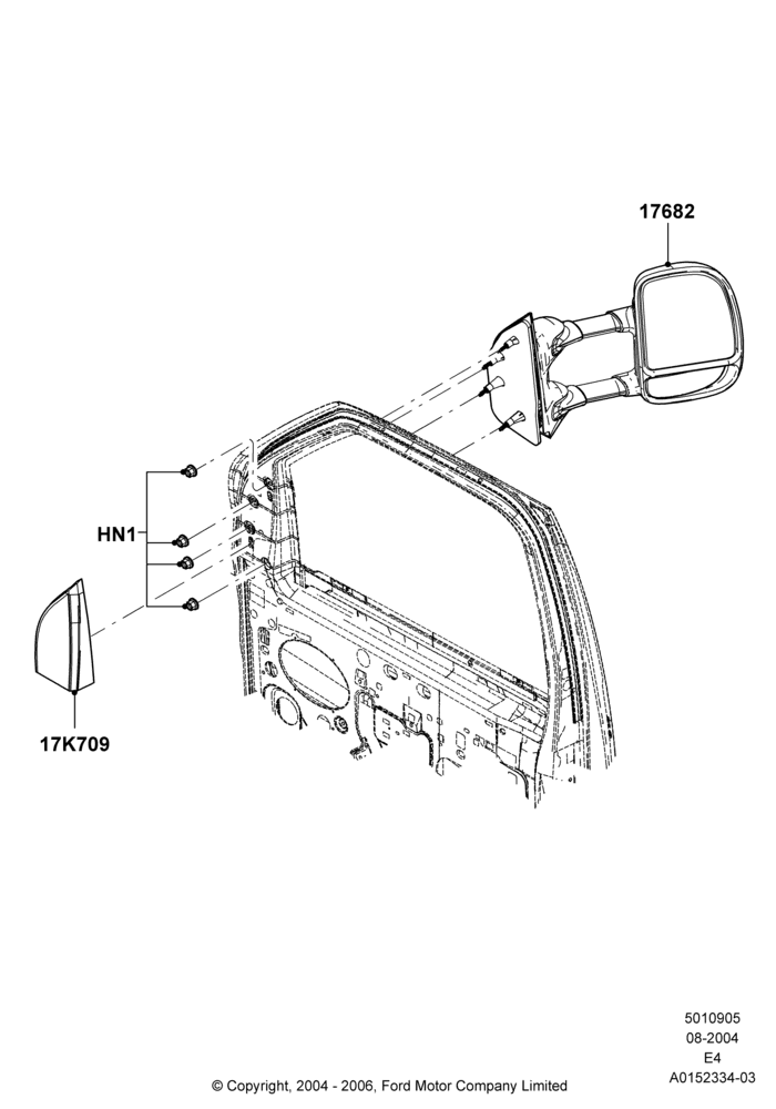 05C - Exterior Rear View Mirror, Dual Sail Telesc TT Mirror-Manual; 02/AUG/2004