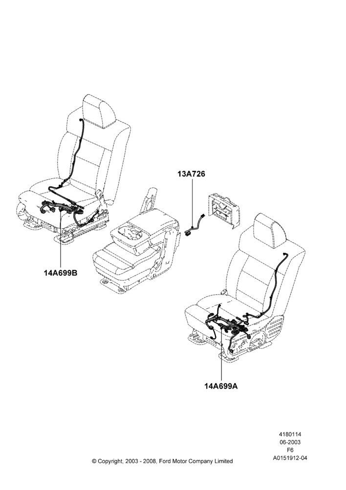 14A - Wiring - Seats, Ford 150 Series; 02/JUN/2003-18/AUG/2008