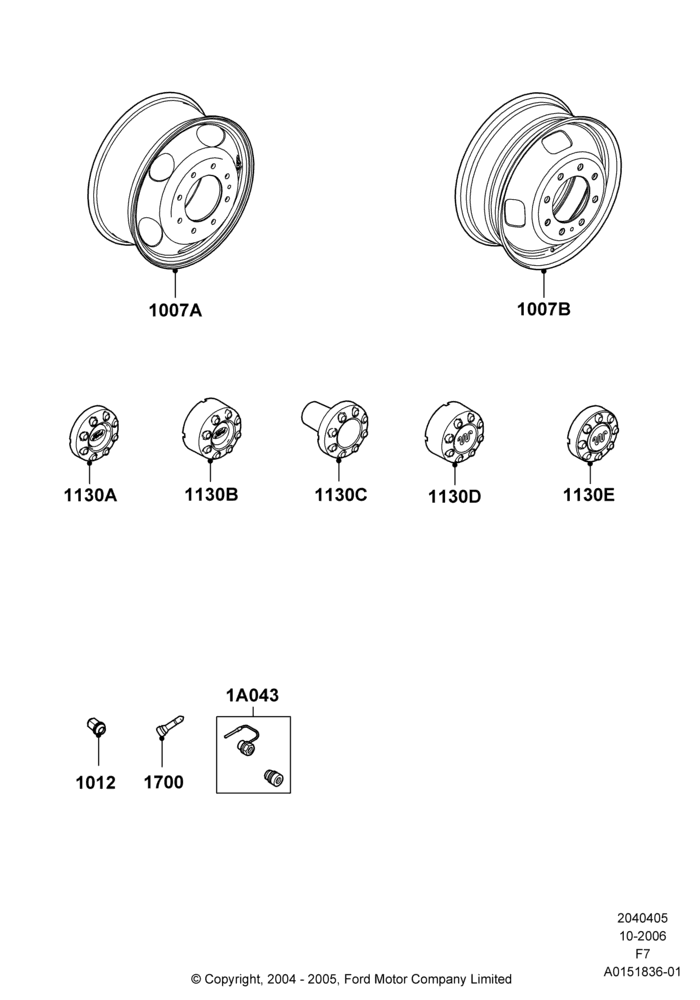 05L - Wheels, Ford 350 Series, With Double Rear Wheels; 18/DEC/2006-12/FEB/2010