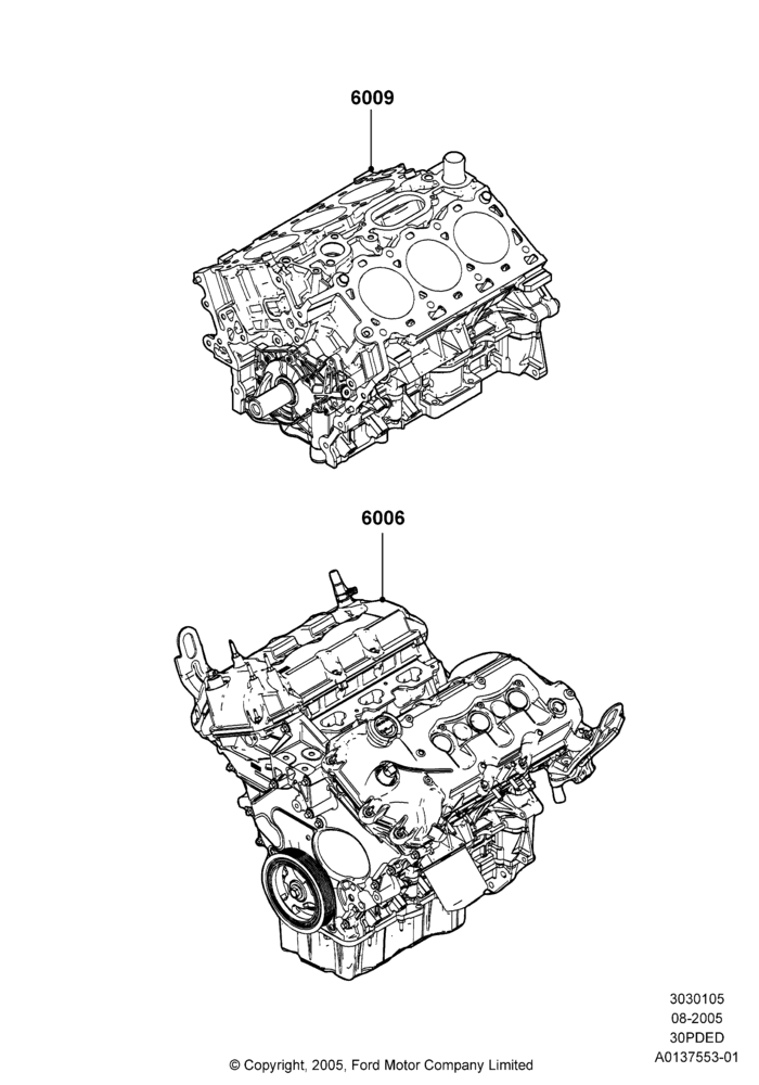05E - Service Engine and Short Block, 3.0 DOHC EFI; 01/AUG/2005-04/FEB/2009