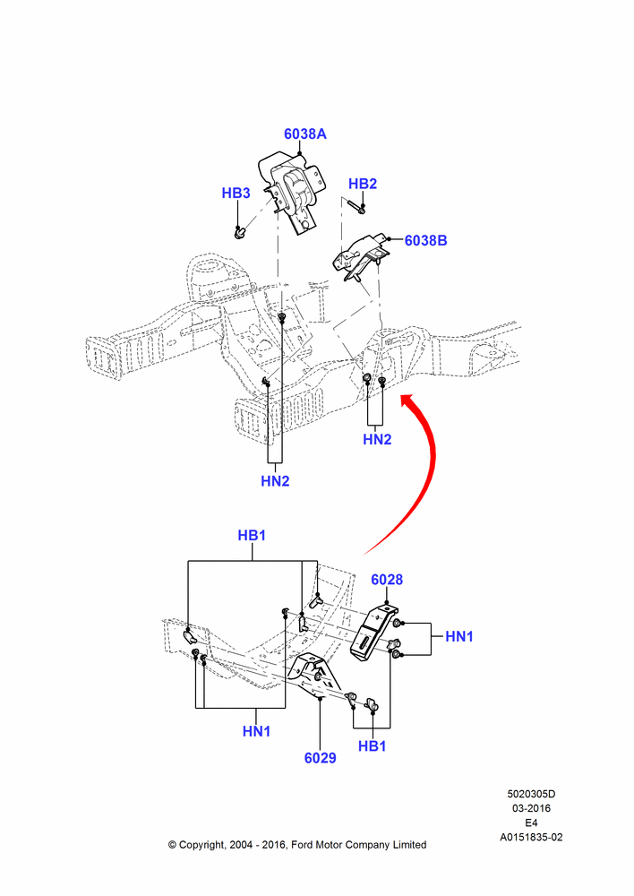 05D - Engine Mounting, 6.8L SOHC EFI NA V10 Gas; 02/AUG/2004