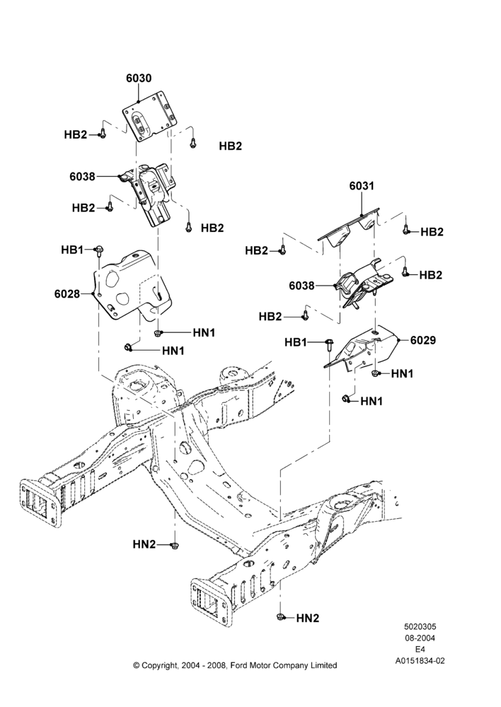 05C - Engine Mounting, 6.0L  OHV Diesel V8 DI; 02/AUG/2004