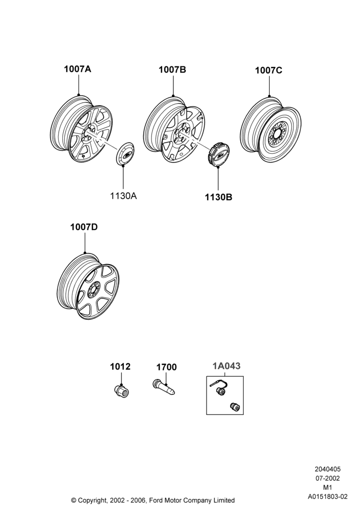 05F - Wheels, LHD, With 16" Wheels; 22/JUL/2002-09/JUN/2003