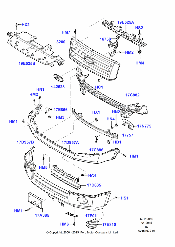 05E - Radiator Grille and Front Bumper; 02/AUG/2006-11/AUG/2014