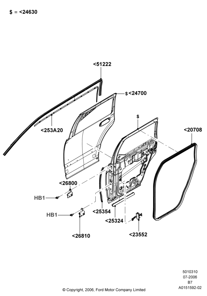 10C - Rear Doors, Hinges & Weatherstrips, Extended Wagon; 02/AUG/2006-30/JUN/2017