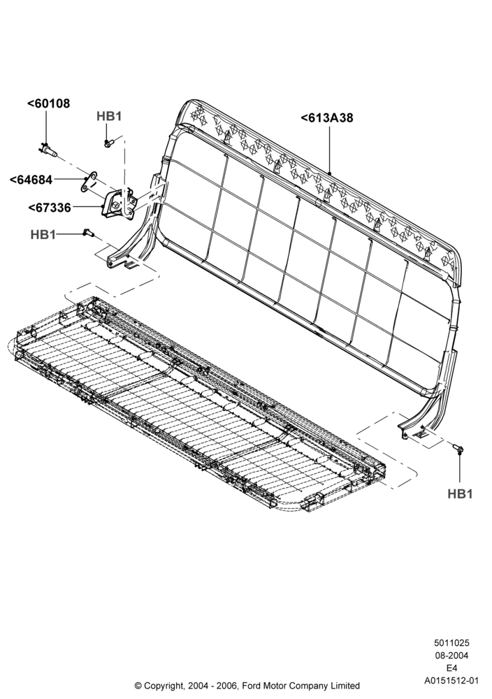 25C - Rear Seat Back, With 2nd Row Bench Seat - 3 Passngr; 02/AUG/2004-06/AUG/2007