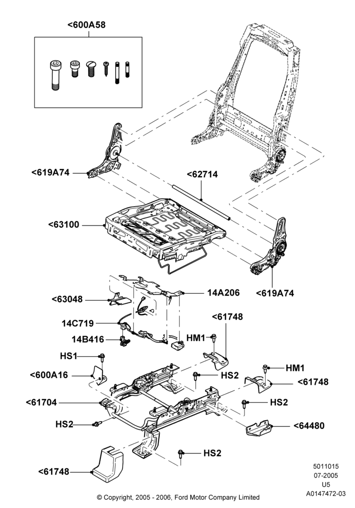 15D - Front Seat Base, With Driver 2 Way Mnl.Seat Adjuster; 19/JUL/2005-16/DEC/2010