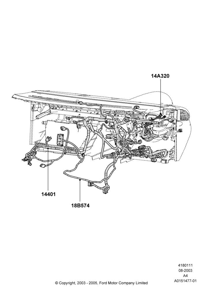 11A - Wiring - Dash And Floor Console, Ford Series; 25/AUG/2003-02/JAN/2007