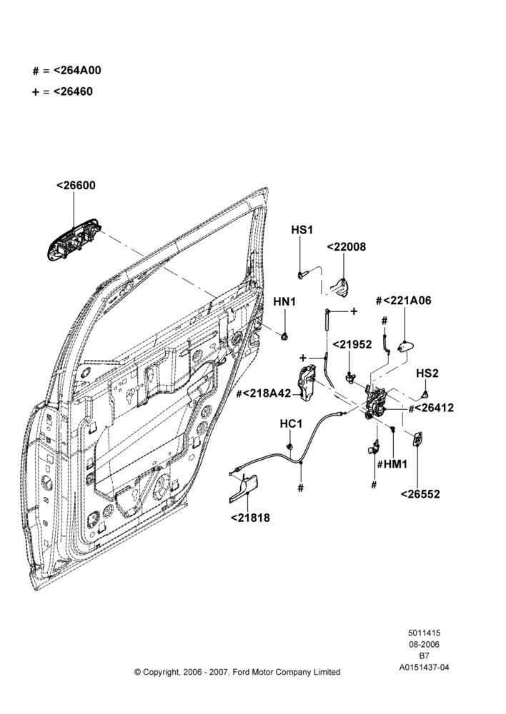 15B - Rear Door Lock Controls; 02/AUG/2006-11/AUG/2014