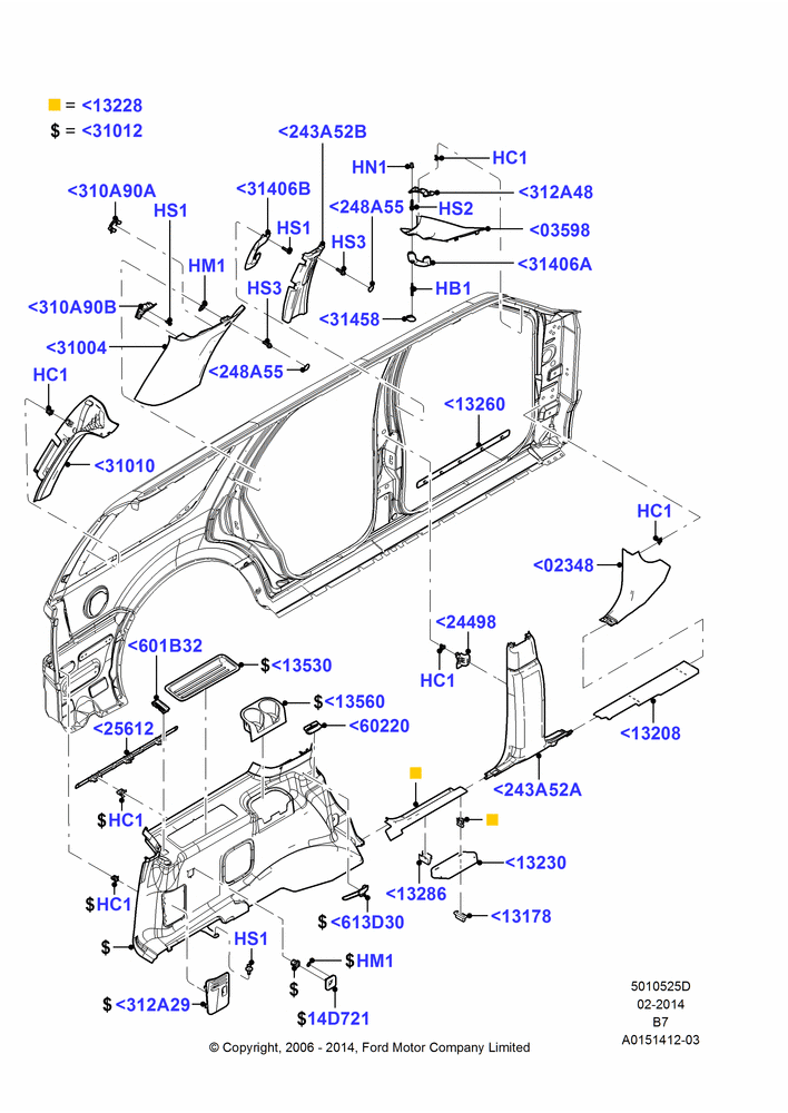 25D - Side Trim, Regular Wagon, LH, Production Installed; 02/AUG/2006-11/AUG/2014