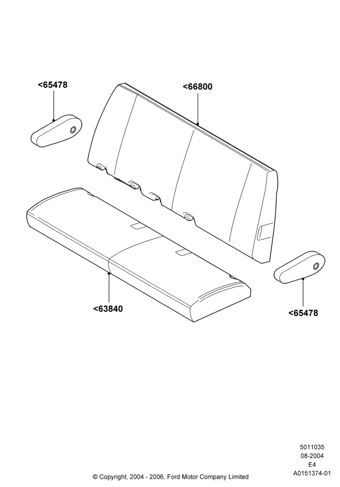 35B - Rear Seat Pads/Valances & Heating, With 2nd Row Bench Seat - 3 Passngr; 02/AUG/2004-06/AUG/2007