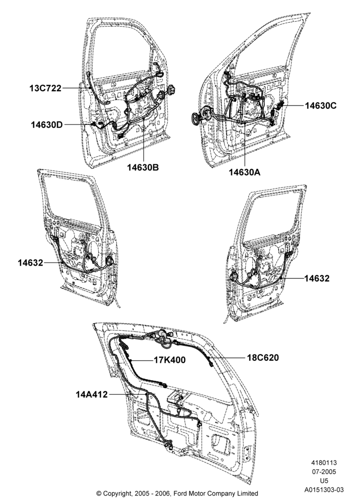 13B - Wiring - Body Closures; 19/JUL/2005-07/AUG/2006