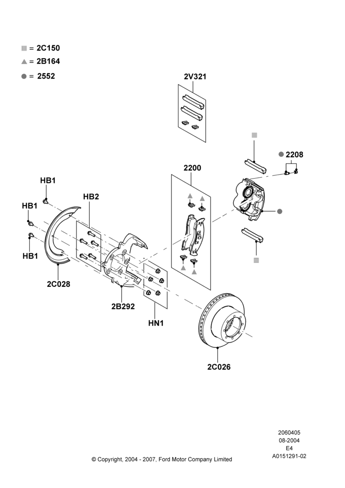 05C - Rear Brake Discs and Calipers, Ford 450 Series; 02/AUG/2004-06/AUG/2007