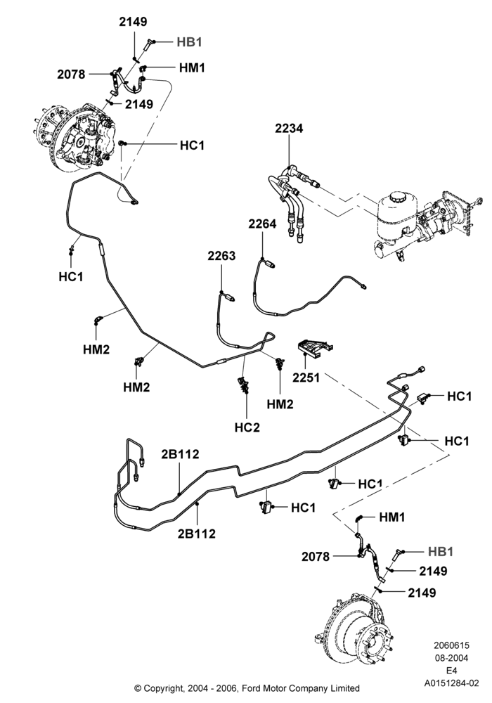 15B - FRONT BRAKE LINES, Ford 350 Series, Traction Control with Advance Trac; 02/AUG/2004-06/AUG/2007